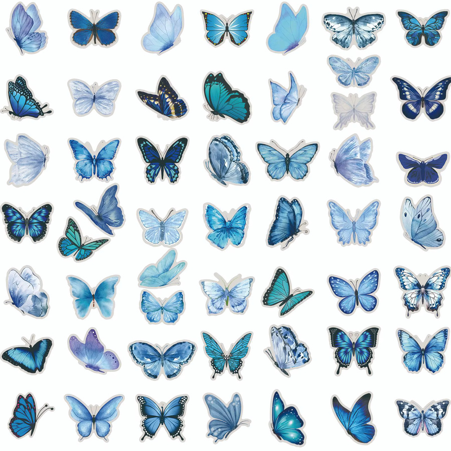 GOGOTU Schmetterling Transparente Graffiti-Aufkleber, 50-teiliges Set, blau - Bild 4
