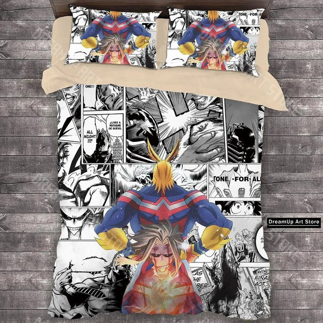 Bettwäscheset My Hero Academia Manga Anime Design von Binchi Fitness, Mehrfarbig, Material Mikrofaser Polyester, Set bestehend aus Bettdeckenbezug und Kissenbezug, Breite: 90 cm, Länge: 200 cm - Bild 1