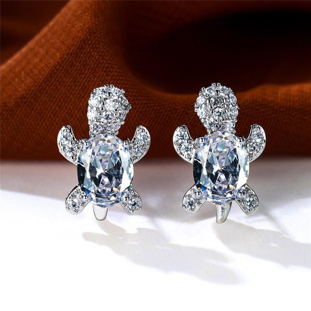 YIRAN Jewelry Ohrring, Schildkröte, Kristall, Bunt, Messing, Damen - Bild 1