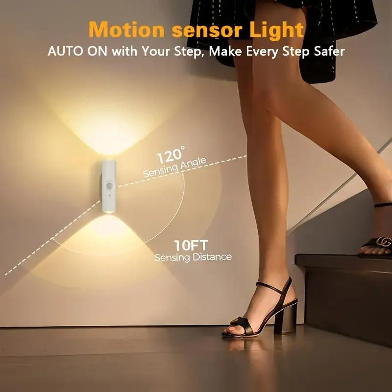 YJMP Super Lighting LED Nachtlicht mit Bewegungssensor und USB-Aufladung, weiß, 3 Farbmodi, magnetische Induktionsleuchte für Treppenhaus, Küche und Möbel - Bild 6