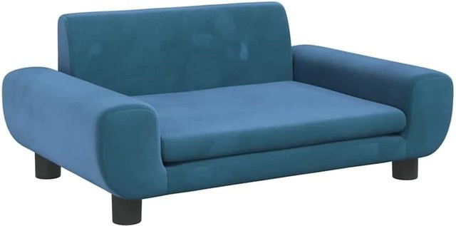 vidaXL Hundebett in Blau aus Samt, B/T/H: 70 x 45 x 33 cm - Bild 1