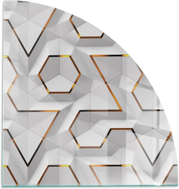 Tulup Glasplatte für Kamin mit 3D-geometrischem Muster in Weiß, B/B: 100 x 100 cm - Bild 1