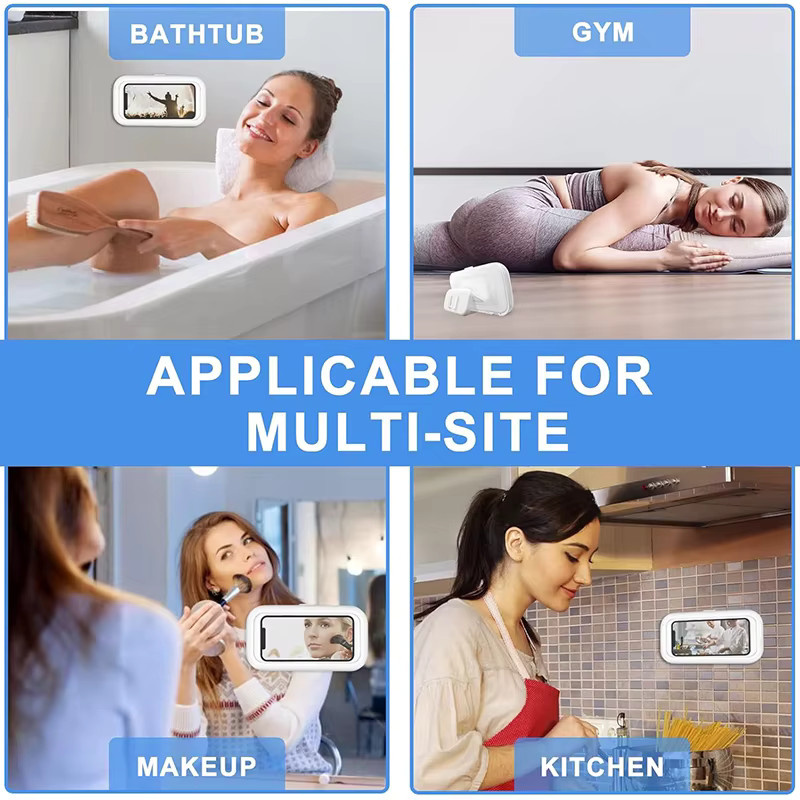 Wasserdichte Badezimmer Telefon Wandhalterung mit verstellbarer Rotation für Dusche und WC in Blau oder Weiß - Bild 3