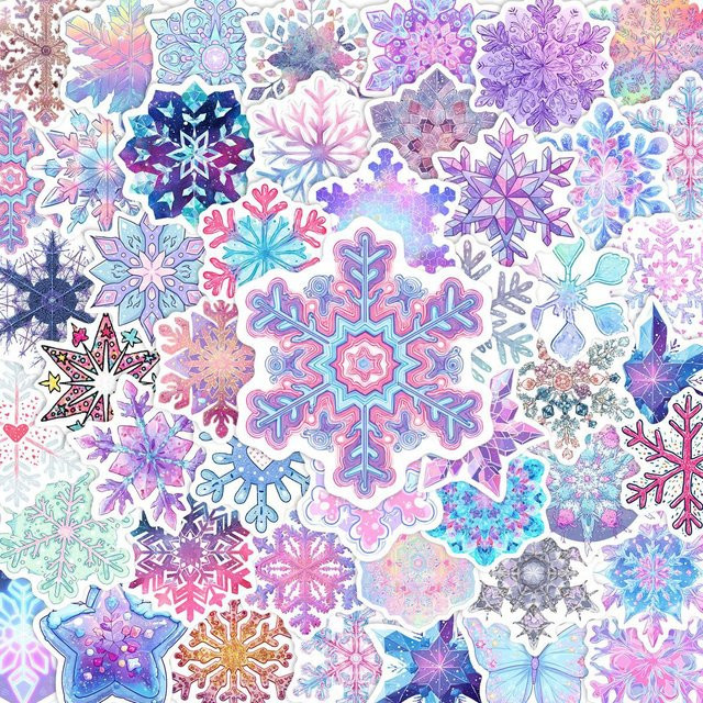 GOGOTU Weihnachtsdekoration Schneeflocken Aufkleber, 104-teiliges Set, multicolour - Bild 1