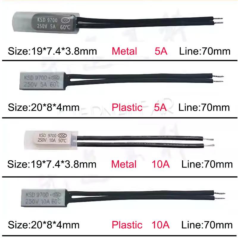 ETERNALFAR Ksd9700 Temperaturschalter aus Keramik und Metall für Wärmeschutz mit verschiedenen Ampere-Stufen und Temperaturbereichen 250V - Bild 2