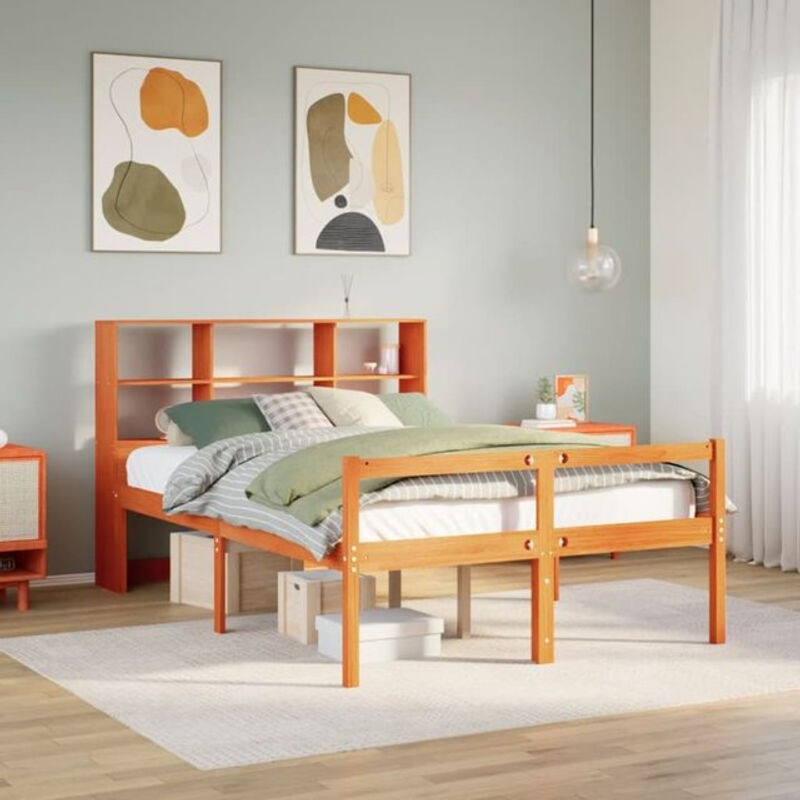 Massivholzbett aus Kiefer von Vidaxl in Braun im Landhausstil, B/T/H: 160 x 200 x 110 cm - Bild 1