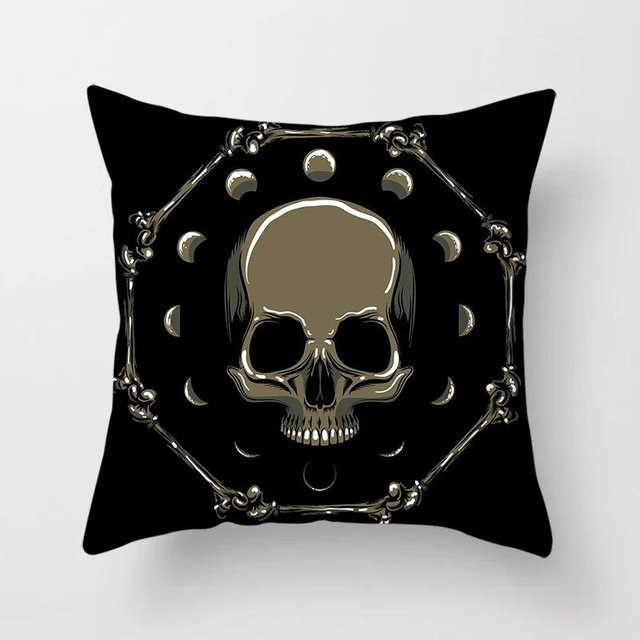 JMG Clothing Kissenbezug mit Totenkopf-Motiv in Schwarz, B/B: 40 x 40 cm - Bild 1