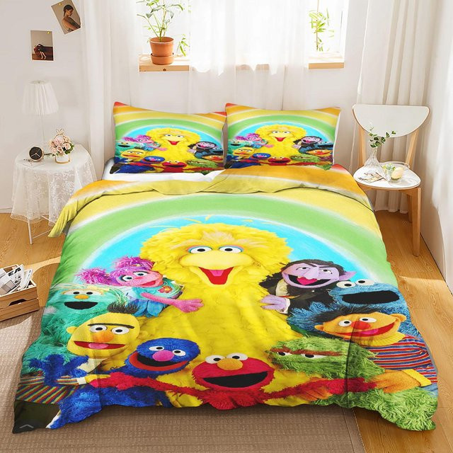 Gu Tao 3-teiliges Kinder-Bettwäsche-Set Sesamstraße mit 3D-Motiv, B/H: 140 x 210 cm, Mehrfarbig - Bild 1