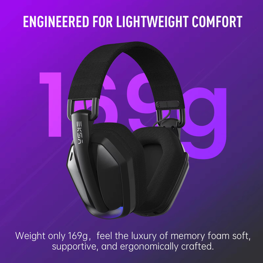 EKSA G19BT kabellose Gaming-Kopfhörer in Schwarz mit 2,4 GHz und Bluetooth 5.4, ultraleichtes Headset mit Mikrofon für PC, PS5 und Xbox - Bild 3