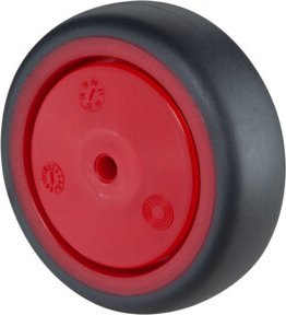 BS Rollen Gummirad A85.F003 in Grau mit 75 mm Durchmesser und 6 mm Achsdurchmesser für bis zu 60 kg Tragkraft - Bild 1