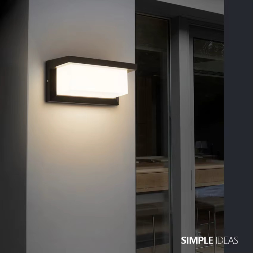 Feiyunlux Moderne Außenwandleuchte aus Aluminium mit Acryl-Lampenschirm, Wasserdichte Wandlampe für Garten und Veranda, Schwarz - Bild 2