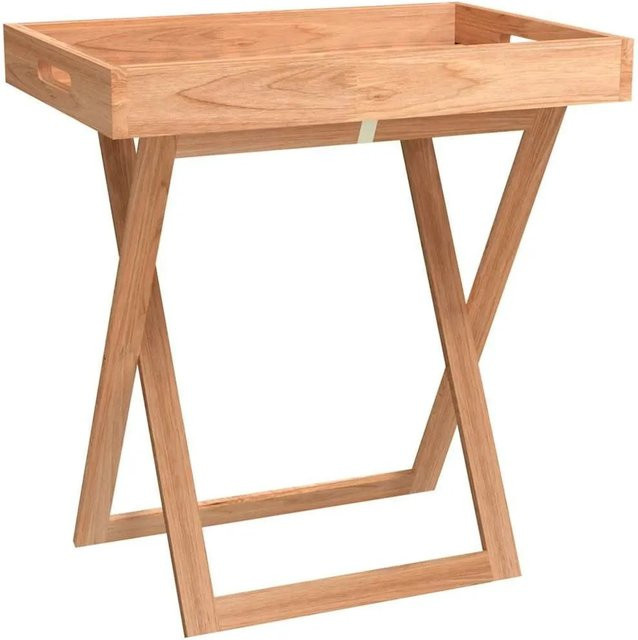 vidaXL Tabletttisch klappbar aus massivem Walnussholz, braun, B/T/H: 52 x 36 x 56,5 cm - Bild 1