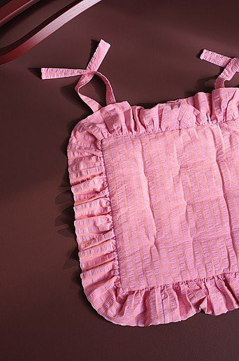 Jotex SOFIE Sitzpolster aus Seersucker im 2er-Pack, Pink, B/T: 38 x 38 cm - Bild 1