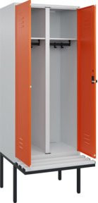 C+P Spind Classic PLUS Schwarz-Weiß-Spind mit Sitzbank, 2 Abteile, Sicherheits-Drehriegel, B/T/H: 212 x 80 x 81,5 cm - Bild 1
