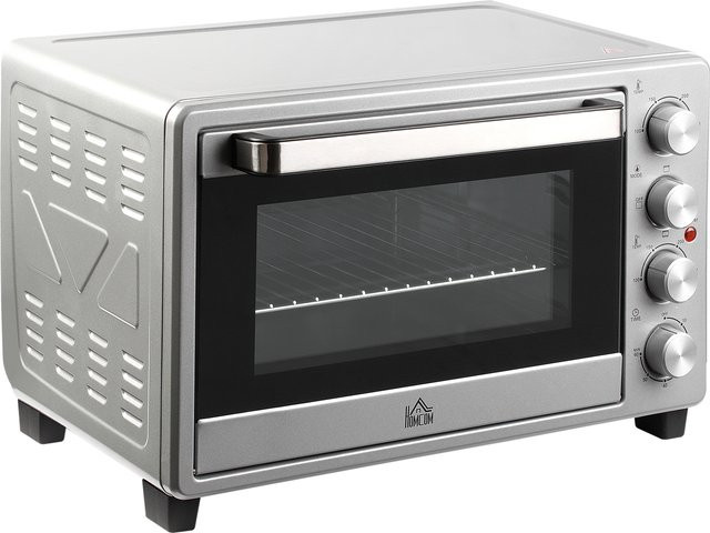 HOMCOM Minibackofen 32L mit Grillfunktion, 1600W, Edelstahl und Glas, Silber, B/T/H: 52,2 x 38,1 x 33,5 cm - Bild 1