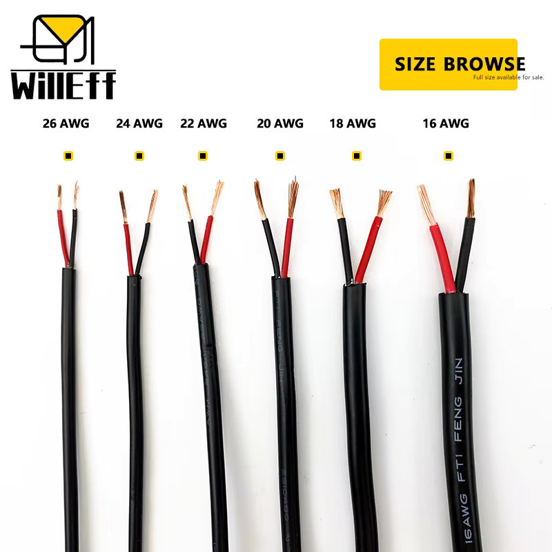 WILLEFF 2-adriges Mantelkabel mit Kupferdraht für 5V 10V 12V AC/DC Stromversorgung, Ladegerät, Steckerkabel, Steuerung, Audio, Lautsprecher und Signal, Elektronikkabel AWG - Bild 3