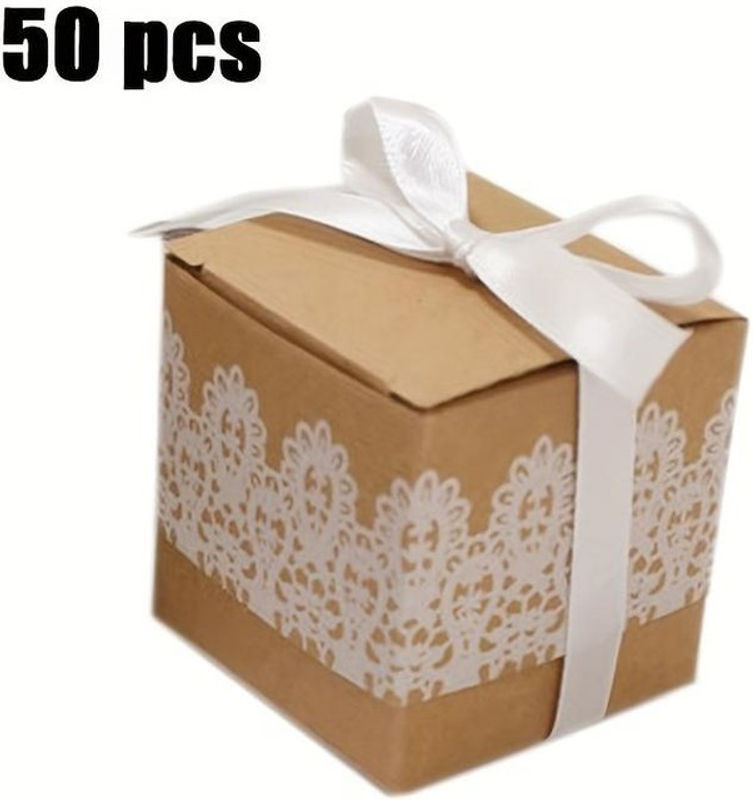 50 Stück Mini-Pralinenschachteln aus Kraftpapier in Braun von SZ-Damai, Vintage DIY Geschenkschachteln für Hochzeiten und Dekorationen - Bild 1