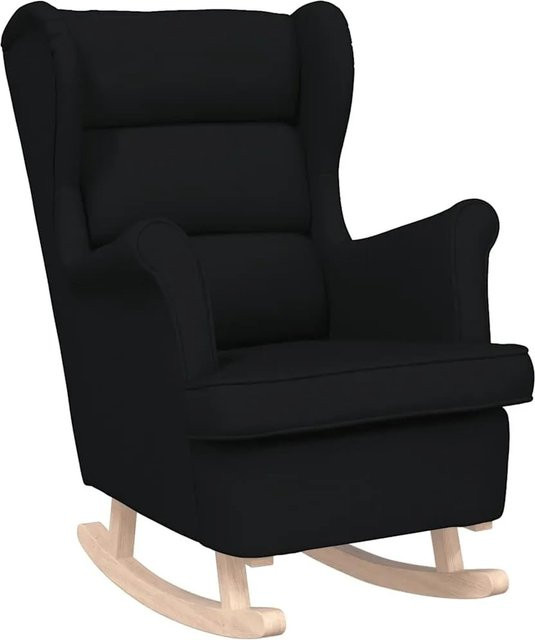 vidaXL Schaukelsessel Schwarz mit Armlehnen aus Stoff und Gummiholz B/T/H: 74 x 90 x 102 cm - Bild 1