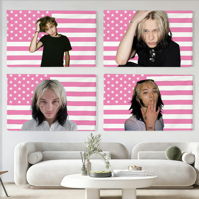 Nettspend Flagge Pink gestreift mit Sternen als Wandkunst Dekoration B: 60,0 cm, H: 40,0 cm - Bild 1