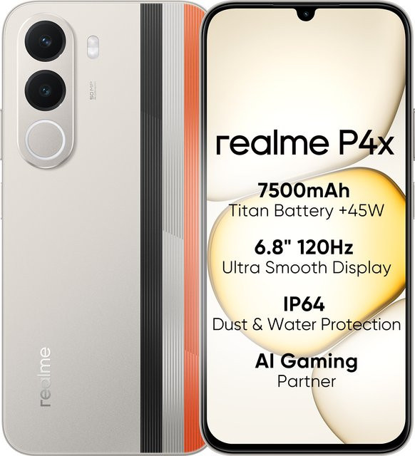 realme P4X Smartphone mit 7500mAh Akku, 6,8 Zoll 120Hz Display, Octa-Core-Chipsatz und 50MP Kamera in Blau oder Silber - Bild 1