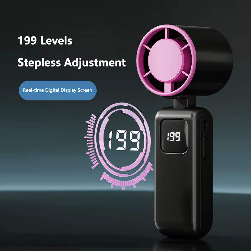 Lenovo Handheld Turbo-Ventilator in Weiß mit faltbarem Design, 1-199 Geschwindigkeitsstufen, 4000 mAh Akku und Digitalanzeige - Bild 2