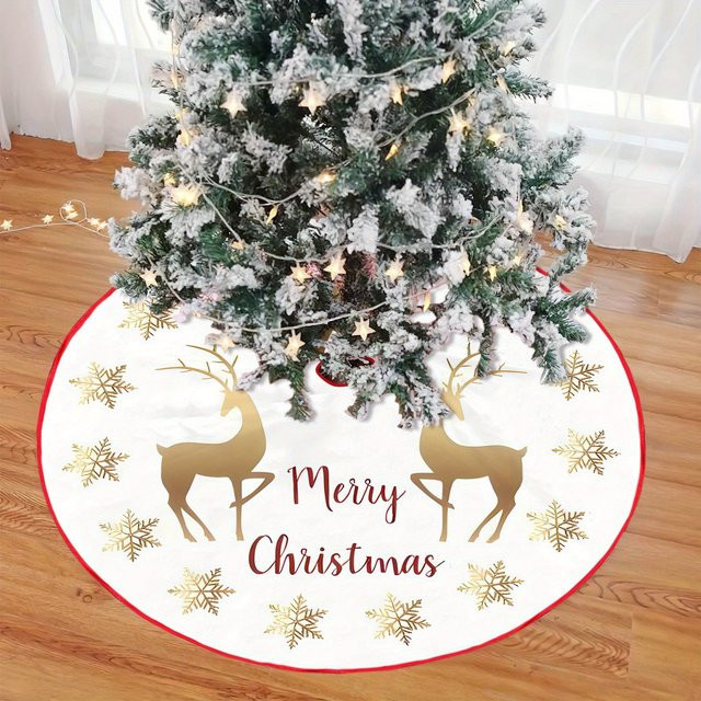 VIKAMA Weihnachtsbaum Kissen mit Rentier und Schneeflocken Motiv für die Weihnachtsdekoration - Bild 1