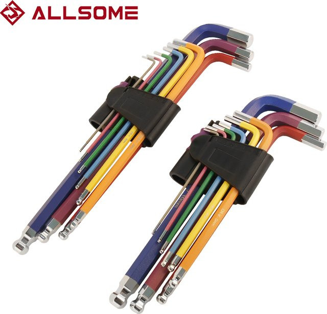 Allsome 9-teiliges Inbusschlüssel-Set mit T-Griff und Kugelkodierung, metrisches Sechskantschlüssel-Set in Multicolor, 1,5 mm bis 10 mm - Bild 1