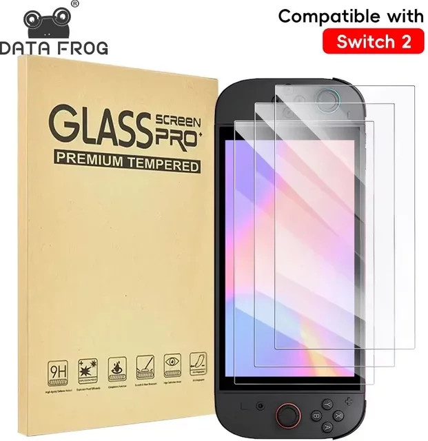 DATA FROG Displayschutzfolie aus gehärtetem Glas in Transparent für Nintendo Switch und Switch 2 - Bild 1