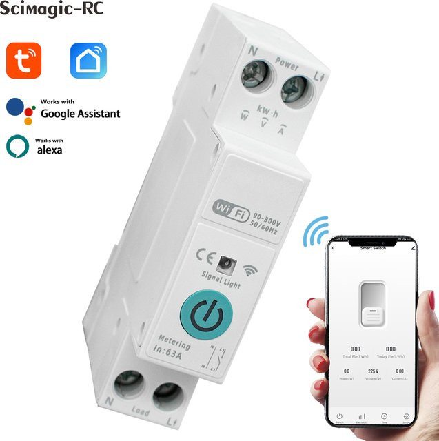 TUYA WIFI Smart Circuit Breaker mit Strommessung 63A in Weiß - Bild 1