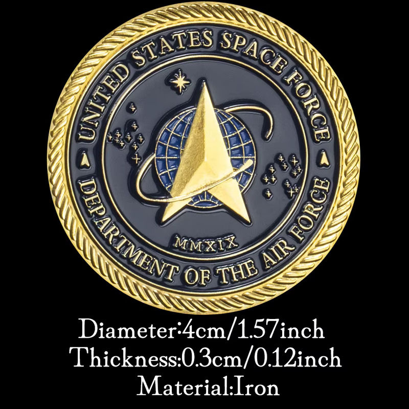 United States Space Force Challenge Münze und Heros Valor Gebet Dekoration aus Gold Metall rund - Bild 3