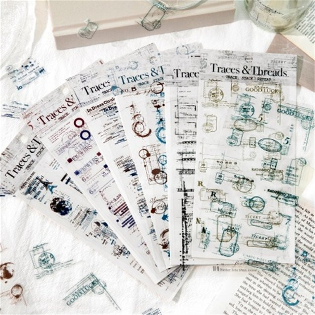 JIANQI Vintage Aufkleber mit Textfragmenten, 2 Stück dekorative Etiketten in Multicolour für Scrapbooking und Tagebuch - Bild 1