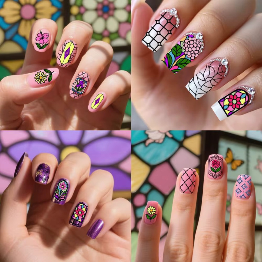 3 Stück Nagelstempelplatten Blumen Nail Art Schablonen - Bild 2
