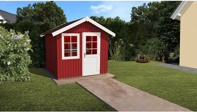 WEKA Schwedenhaus Gartenhaus mit Satteldach aus europäischer Fichte in Schwedenrot, B/H/T: 368 x 272 x 342 cm - Bild 1