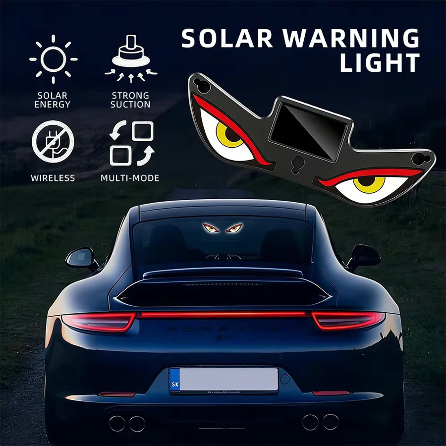 Solarbetriebene Teufelsaugen-Autolichter von kebedemm mit Saugnapf und dynamischer Neon-Expression als wiederaufladbare Auto-Dekoration - Bild 3