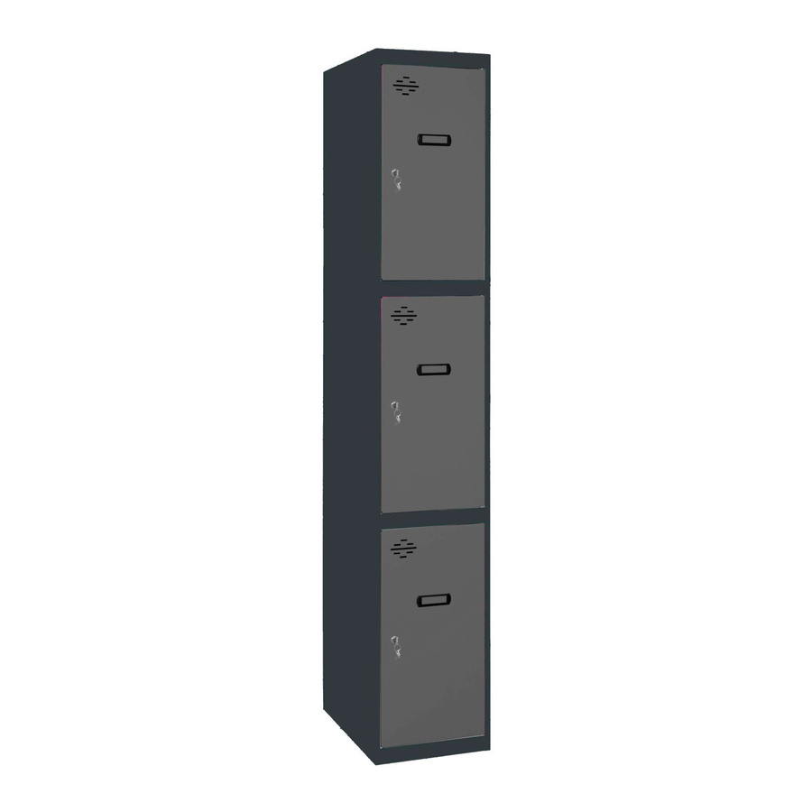PROREGAL Spind AMEGO Grundmodul mit 3 Abteilen, Anthrazit, H x B x T: 180 x 40 x 50 cm - Bild 2