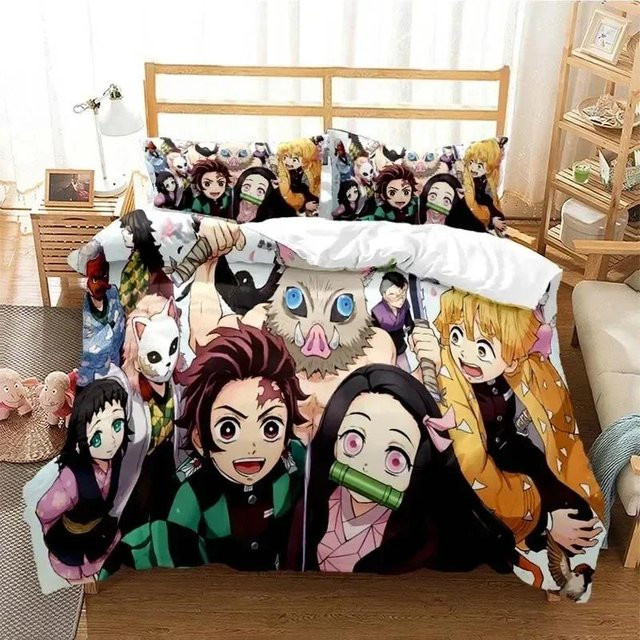 Lodestar Bettwäscheset Demon Slayer mit 3D Anime Print Nezuko und Tanjirou, Mehrfarbig, B/H: 135 x 200 cm - Bild 1