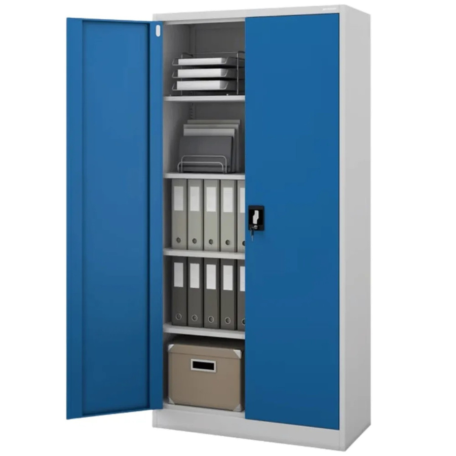 DELUKE Aktenschrank aus Metall mit Flügeltüren und Schloss, Grau-Blau, H x B x T: 195 x 90 x 40 cm - Bild 2