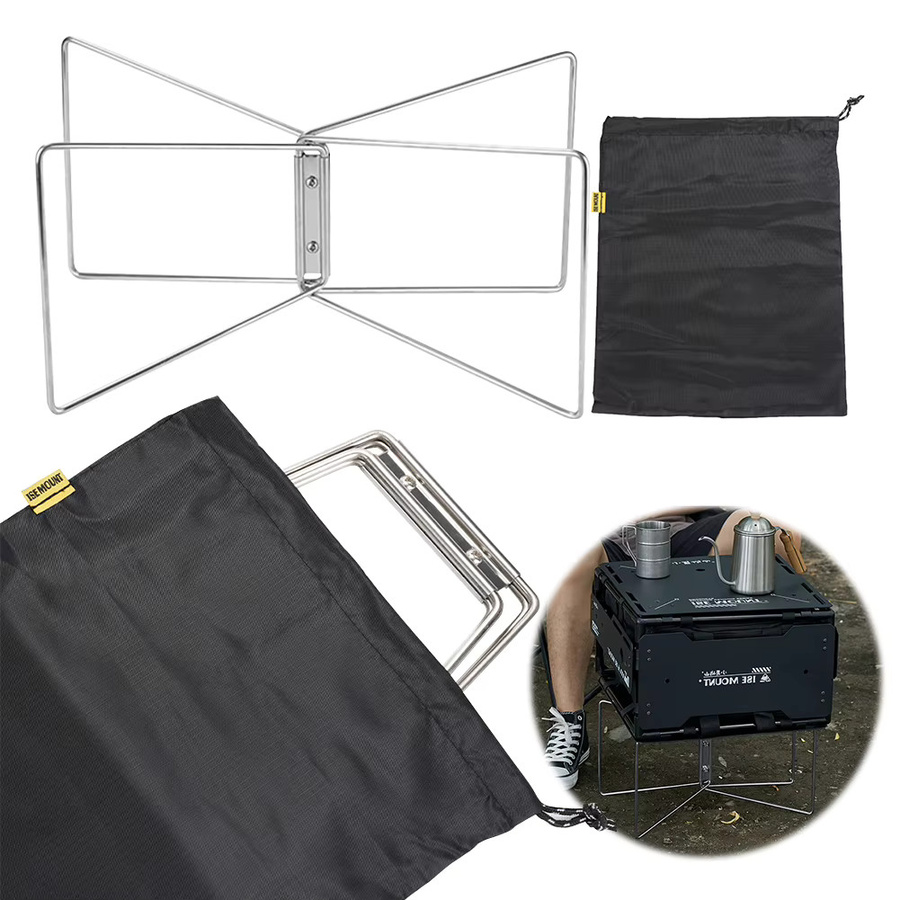 MOJOYCE Klappbare Camping-Box aus Edelstahl in Silber als Aufbewahrungsbox und Stützregal für den Außenbereich - Bild 3