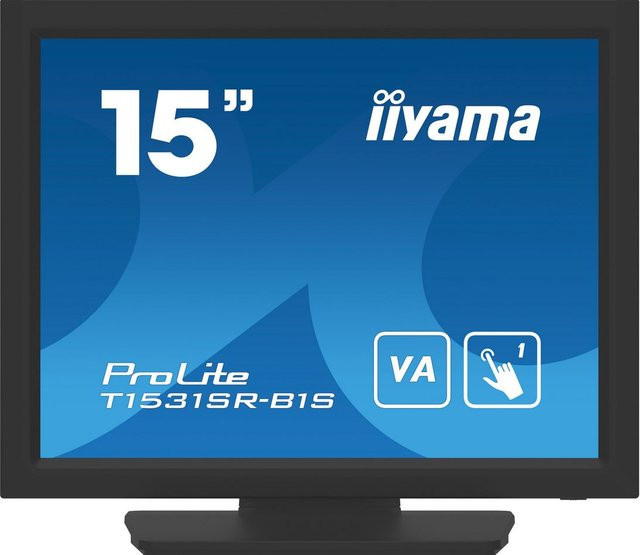 Iiyama ProLite T1531SR-B1S Touchmonitor, 38,1 cm (15 Zoll), Schwarz, 1024x768 Pixel, 4:3 Format, resistiver 5-Draht Touchscreen, HDMI und DisplayPort - Bild 1
