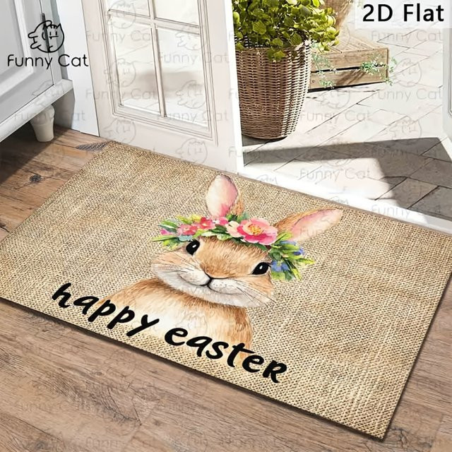 VIKAMA Osterhase-Druckteppich, rutschfeste Eingangsmatte mit Tiermotiv in Multicolour, B/T: 80 x 50 cm - Bild 1