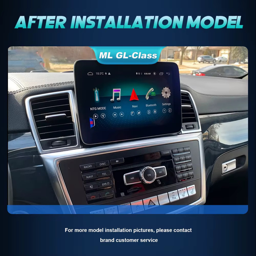 Nunoo 9 Zoll Drahtloser CarPlay Bildschirm für Mercedes Benz ML GL GLE Klasse mit Android Auto, GPS und Bluetooth, Schwarz - Bild 5