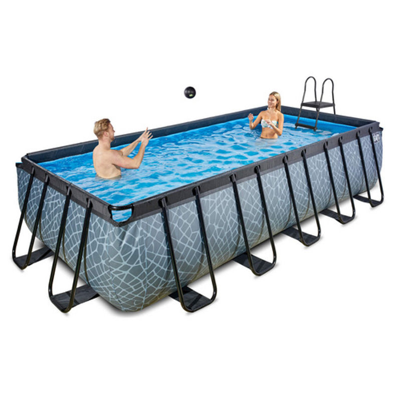 EXIT Toys Stone Pool rechteckiger Stahlrahmen Pool in Grau inklusive Filterpumpe und Poolleiter, B/T/H: 540 x 250 x 122 cm - Bild 2