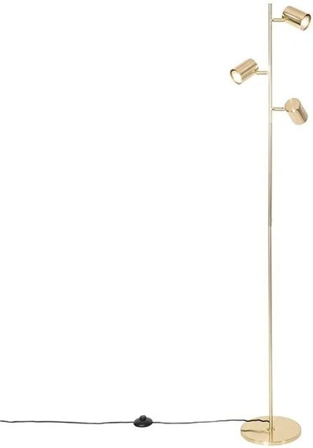 QAZQA Jeana Moderne Stehleuchte aus Messing in Gold, 3-flammig, dimmbar, Höhe: 150 cm - Bild 1