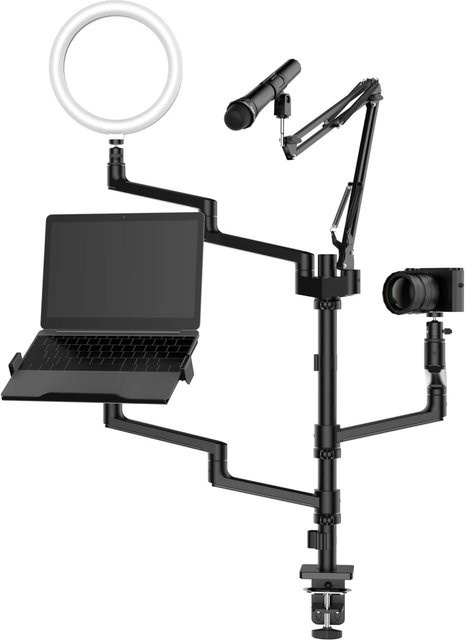 Wiltec 4in1 Tischstativ mit Ringlicht und Tischklemme für dein Streaming Setup in Schwarz - Bild 1