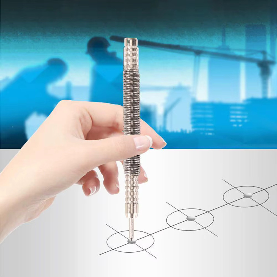 Alloet Hammerless Nagelset Single Ended Center Pin Punch Federbelasteter Markierer für Startlöcher in Holz - Bild 2