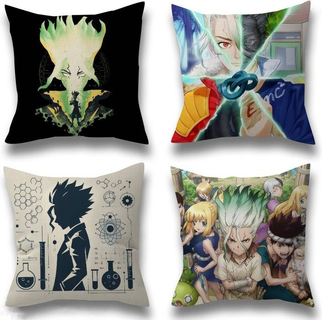 Anime Dr. Stone Kissenbezug für Sofa und Heimdekoration, quadratisch, B/B/H: 30 x 30 x 30 cm, mehrfarbig - Bild 1