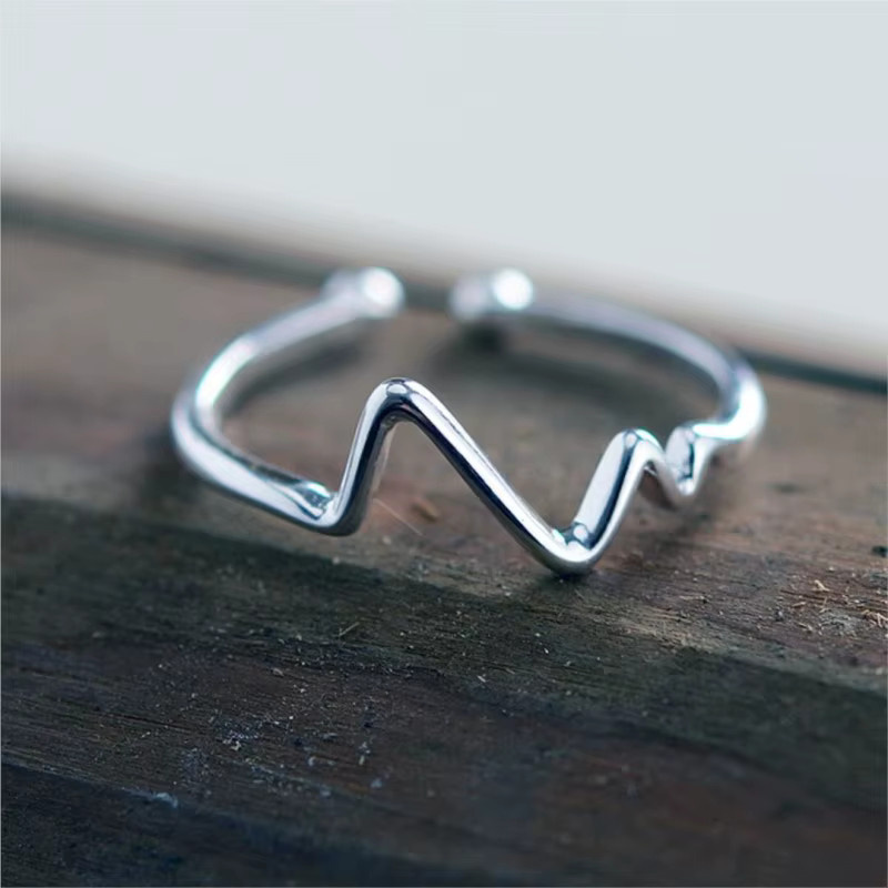 GaGa-Duck V-Ring, 925 Silber, Welle Blitz Geformt - Bild 2