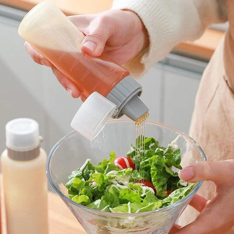 SEEQS Gewürz-Quetschflasche mit 5 Löchern für Ketchup, Senf und Mayonnaise, grau und transparent - Bild 2