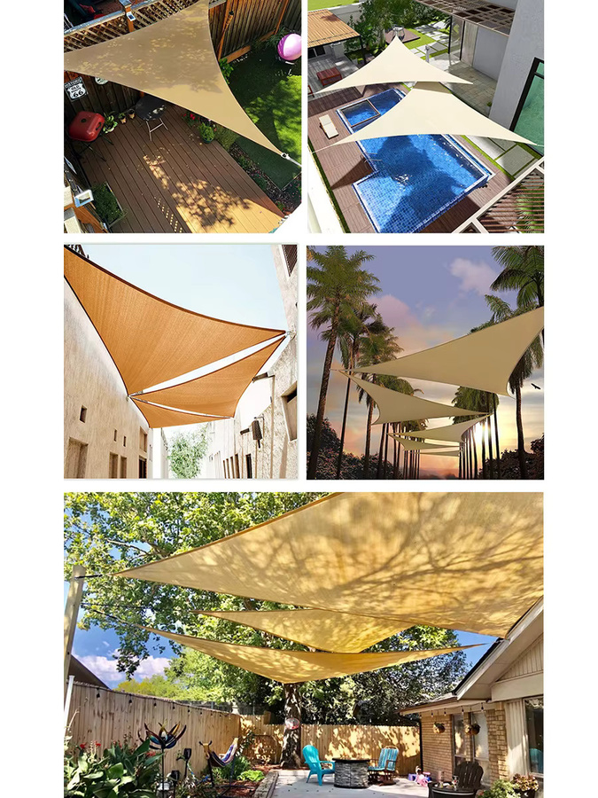 Shade&Beyond Sonnensegel Dreieck Gelb aus HDPE-Mesh für Terrasse und Garten - Bild 7