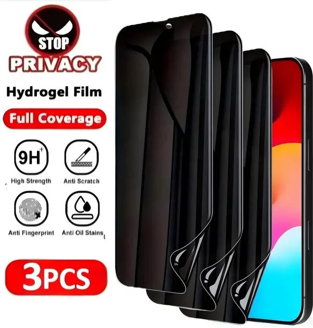 3 Stück DIXSG Anti-Spionage Hydrogel Displayschutzfolie für iPhone 17 16 15 14 13 12 11 Pro Max Plus XR XS - Bild 1
